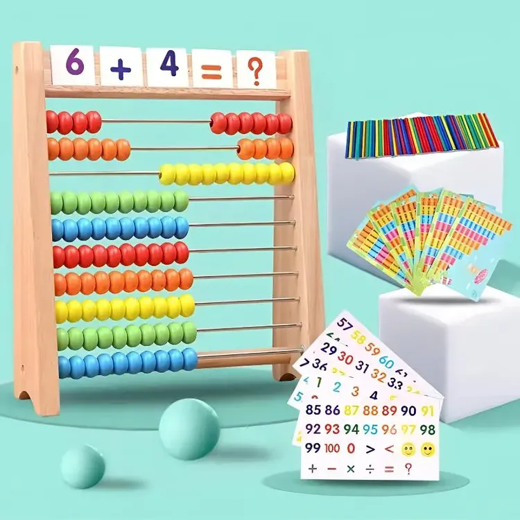 【启蒙益智早教】木质多功能学习十档计算架 幼小儿童数学运算教具