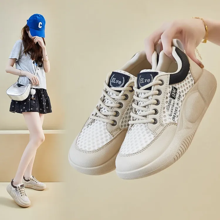 2025夏季新款飞织网面休闲鞋女ins软底轻便透气百搭夏季透气女鞋