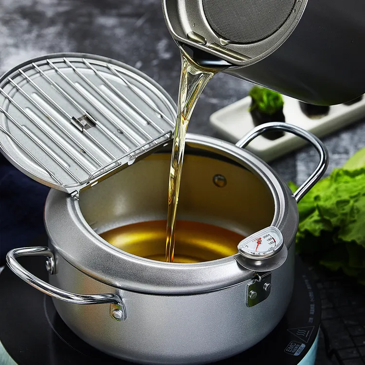 祝氏心宜日式炸锅家用深温控燃气煤气省油日本天妇罗油炸锅