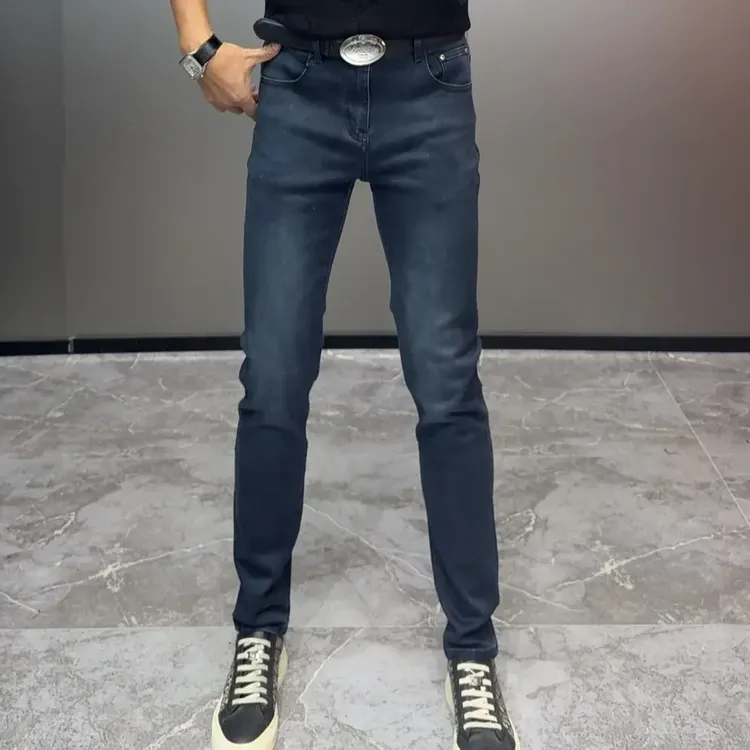 秋季深蓝轻奢商务清新风时尚韩版男士修身小脚牛仔裤2259