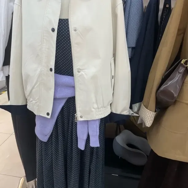 宽松型拉链女翻领短外套秋季春季宽松设计师秋季吊带裙内搭单穿