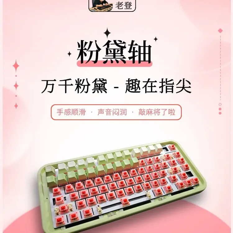 粉黛轴麻将音轴体线性闷轴五脚轴客制化轴体