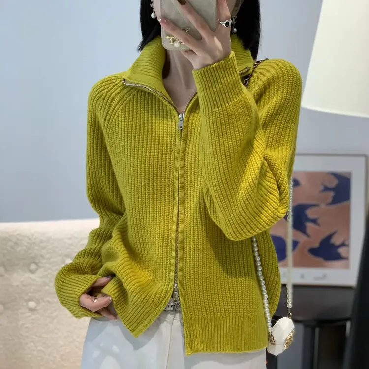 100羊毛开衫款毛针织衫女款短款毛衣开衫针织开衫