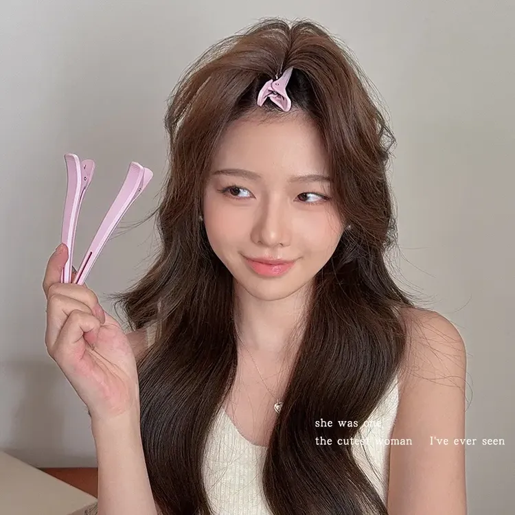 6个装~彩色头发蓬松发夹女化妆夹刘海固定夹发卡一字夹无痕鸭嘴夹