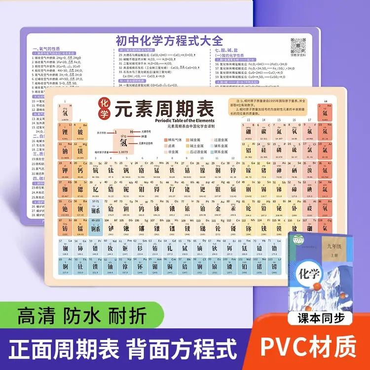 2025款化学元素周期表卡片初中数理化方程式初中化学公式双面
