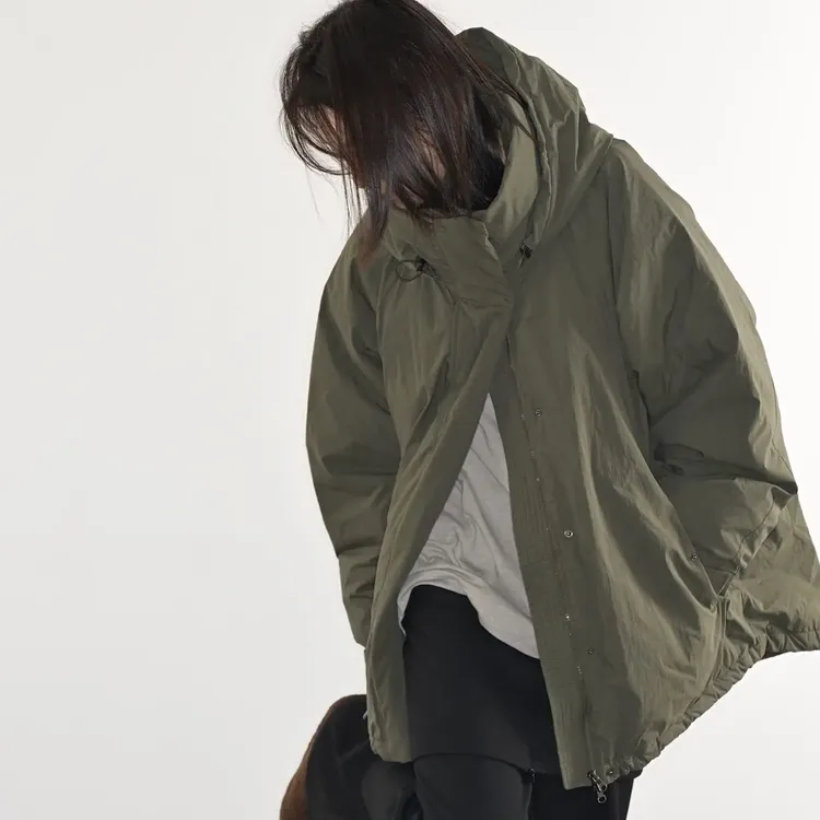 纯色立领连帽两用女冬季羽绒服外套休闲