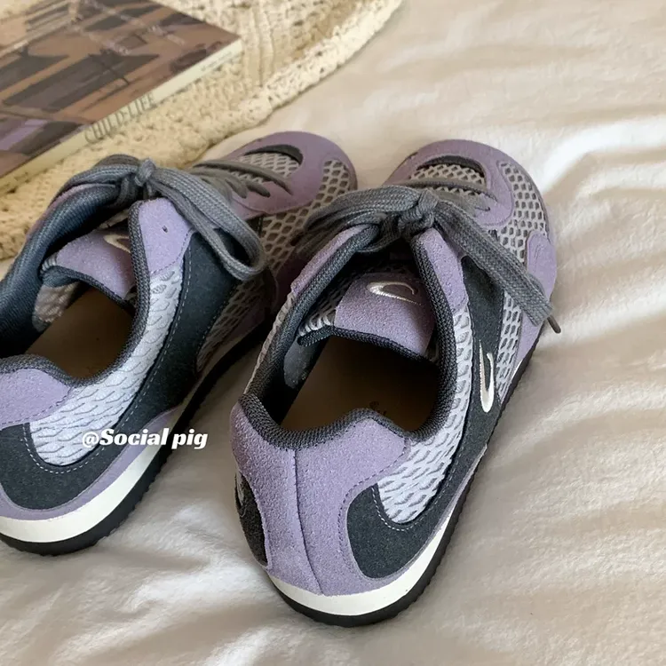 夏日复古色彩~芭蕾德训鞋女复古阿甘运动休闲鞋小众拼色系带板鞋