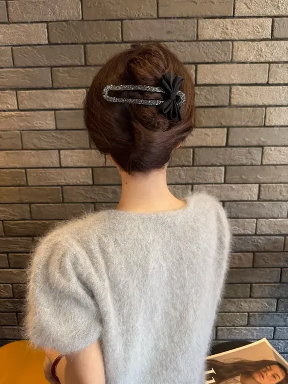 气质碎钻蝴蝶结发卡抓夹女后脑勺懒人盘发神器鸭嘴夹一字夹子头饰