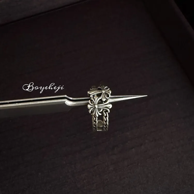 纯铜戒指 复古做旧鸢尾花开口可调节戒指