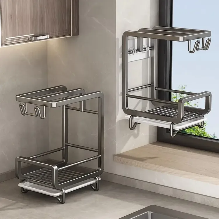 抹布架免打孔厨房置物架水槽洗碗布沥水架海绵沥水篮钢丝球收纳架