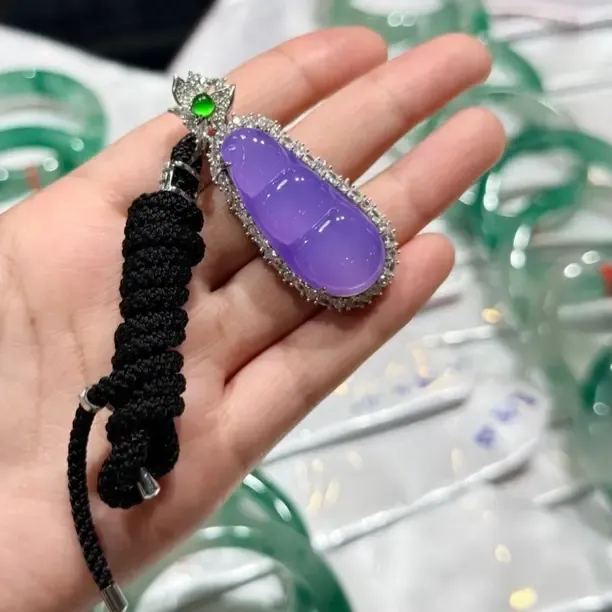 银锆石吊坠 时尚绝绝紫四季大福豆紫色气质可调节项链挂坠饰品