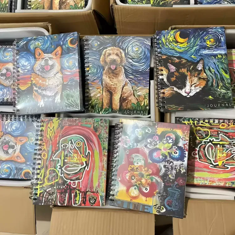 谁能不爱！艺术大师联名！油画宠物星空加厚纸张线圈本横线笔记本