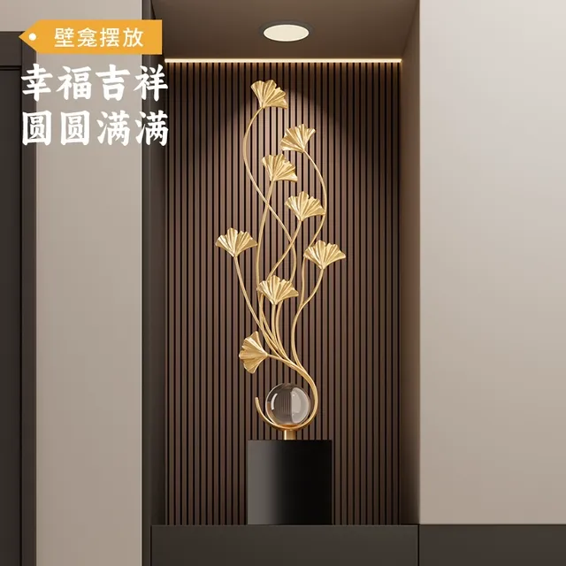 源头工厂银杏叶入户玄关装饰摆件轻奢高档客厅电视柜壁龛搬家乔迁