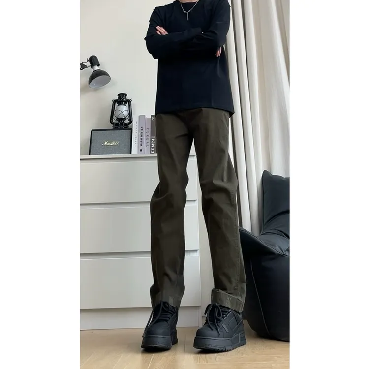 美式破坏磨毛伐木工装裤男士裤子春季水洗直筒宽松机能潮牌男休闲