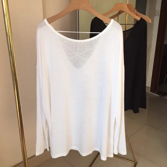 轻薄镂空露背长袖防晒衣t恤女夏季胖mm大码300斤宽松上衣慵懒罩衫