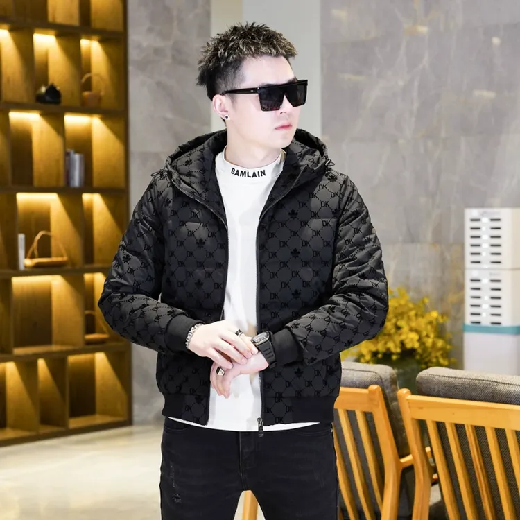 高端潮牌90白鸭绒男士羽绒服冬季2025新款植绒加厚连帽保暖外套男