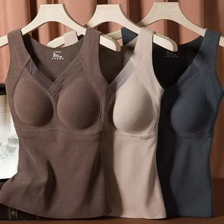 保暖女士自带胸垫无痕内搭背心可搭套