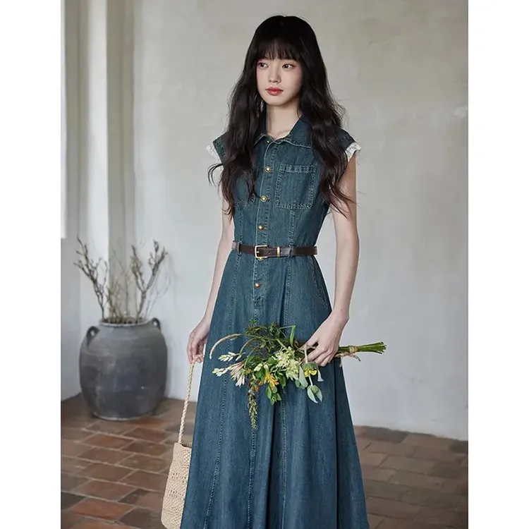 2025新款夏季裙子小众高级复古牛仔连衣裙女929#