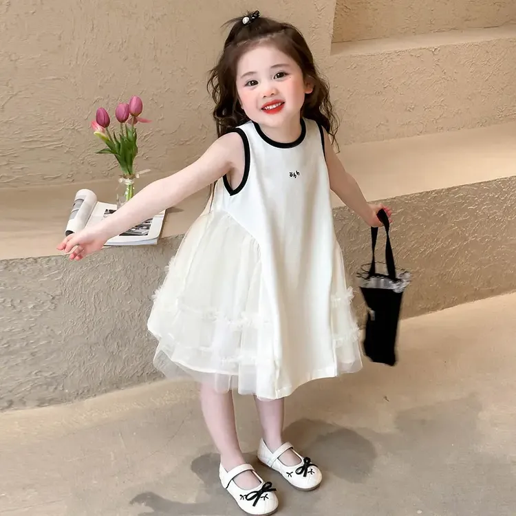 女童无袖连衣裙2025新款夏装背心裙儿童韩版洋气薄款女宝宝夏季潮