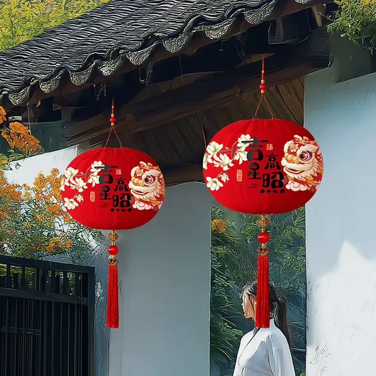 红灯笼新款2025大门口一对led灯免插电阳台挂饰过年新年春节装饰