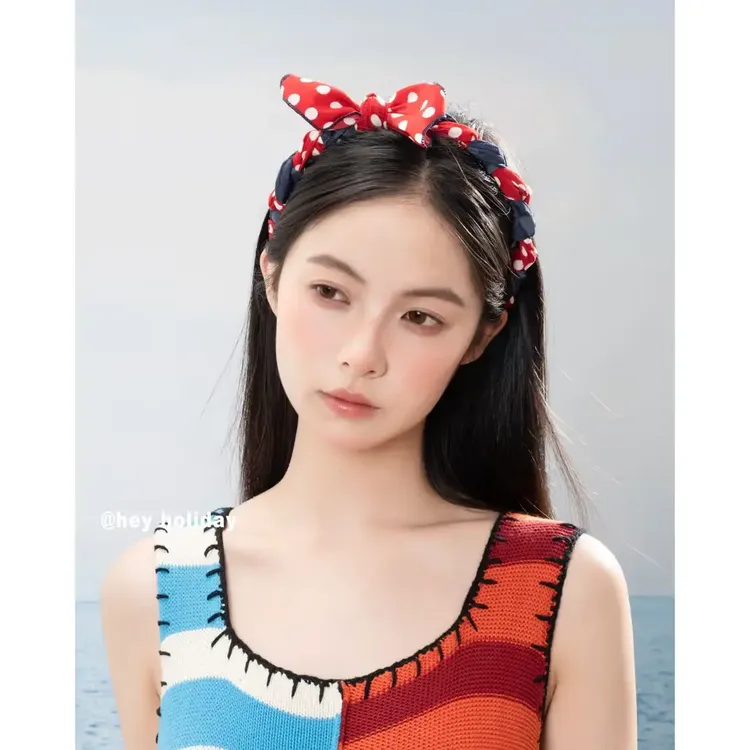 J蝴蝶结波浪发箍简约甜美温柔发饰时尚百搭气质编织头箍优雅复古