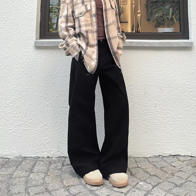 LA17美式复古休闲裤复古显瘦宽松垂感直筒百搭牛仔裤6627