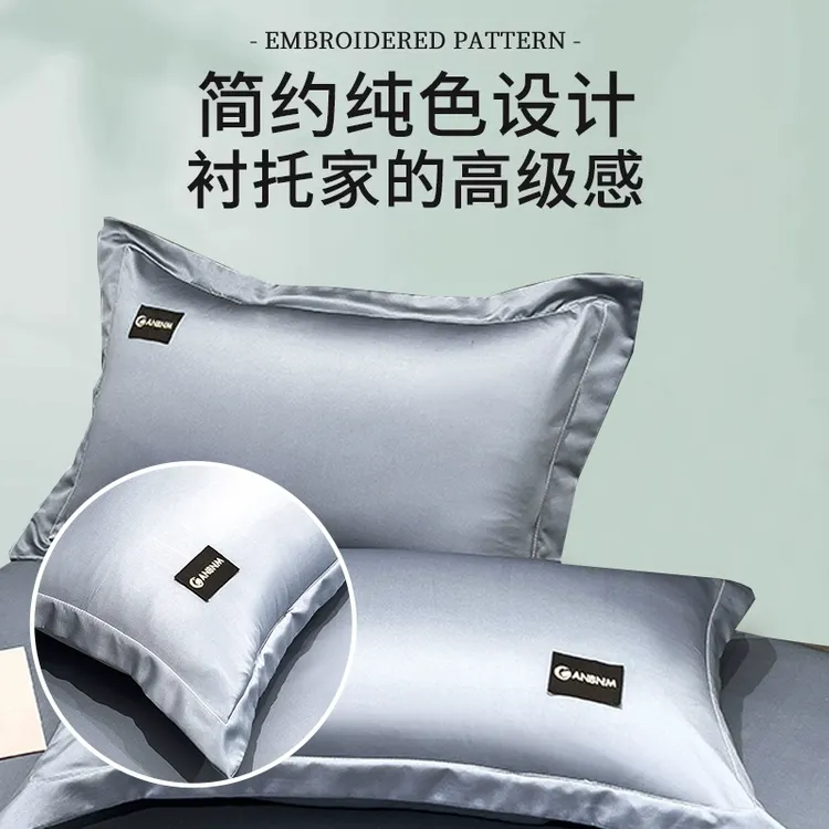 夏季丝枕套凉感水洗枕头套丝滑家用单双人舒适枕芯透气枕套
