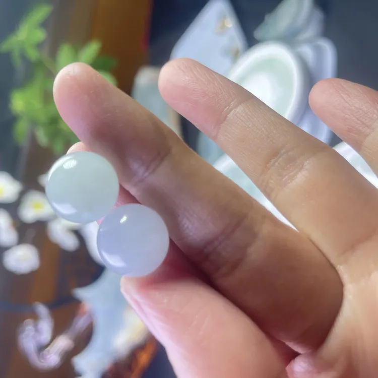 冰白色种水好无纹裂圆珠散珠时尚百搭翡翠珠子