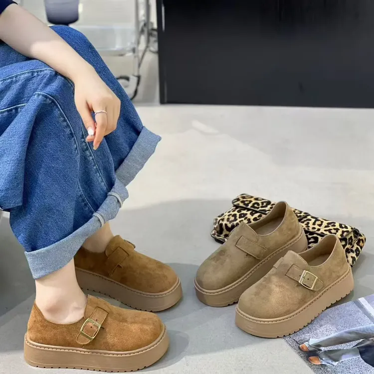 勃肯鞋中跟增高乐福鞋单鞋防滑豆豆鞋百搭包头