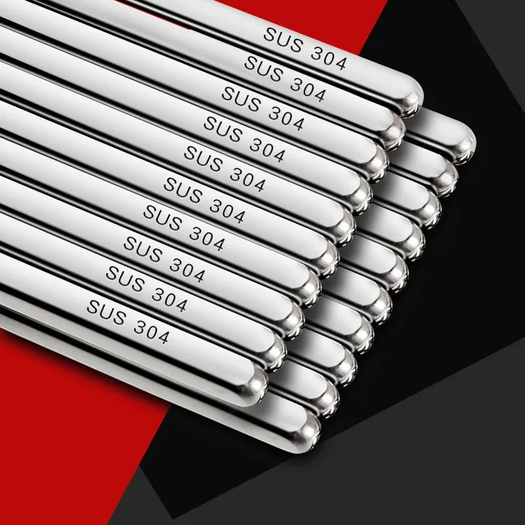 食品级304/316不锈钢筷子家用防滑防烫防霉合金铁方形快子家庭装