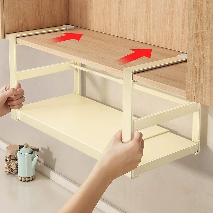 厨房吊柜橱柜下挂架可伸缩悬挂多功能分层置物架调料用品收纳挂篮