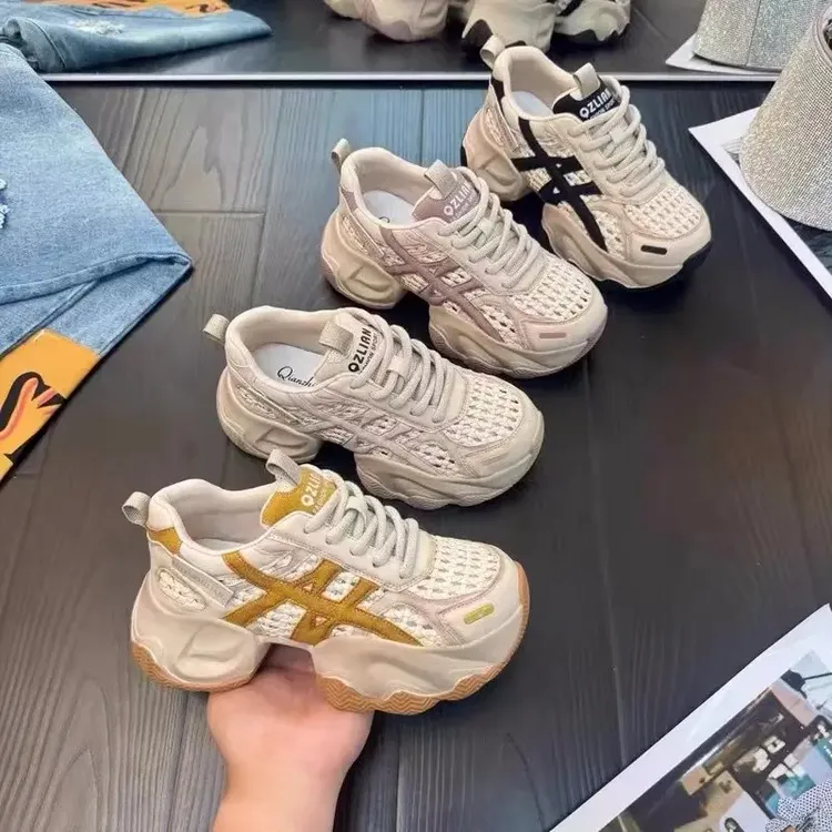 增高6CM2025夏季新款轻奢爆款多巴胺百搭休闲透气女鞋春夏网面