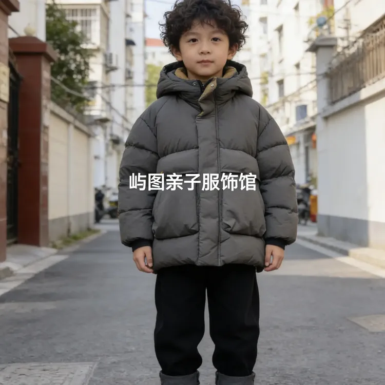 男童女童中长款加厚保暖白鸭绒亲子款冬装