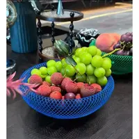 北欧INS风创意手工现代铁艺鸟巢网状收纳盘茶几零食筐果盘