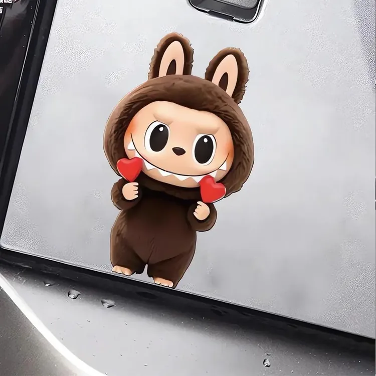 拉布布labubu比心创意汽车电动车车身玻璃窗个性装饰油箱防水贴纸