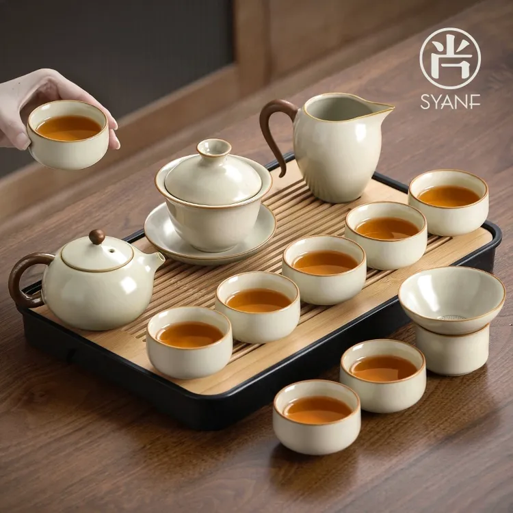 功夫茶具套装2025新款喝茶家用泡茶陶瓷盖碗茶壶茶杯子套装