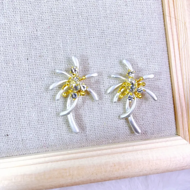 合金仿水晶耳饰 仙女风多种图案彩色轻奢风耳钉简约风轻奢耳饰