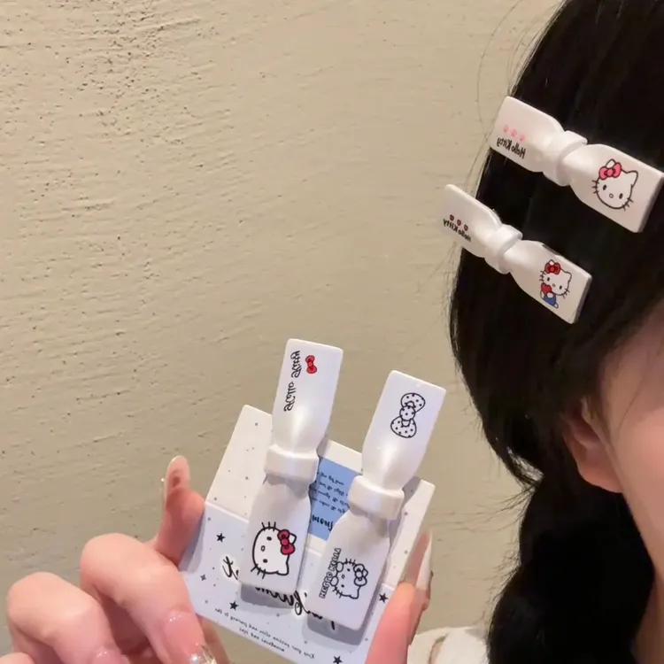 闪闪可爱kt蝴蝶结鸭嘴夹百搭甜美ins侧边少女心刘海卡通发夹H762