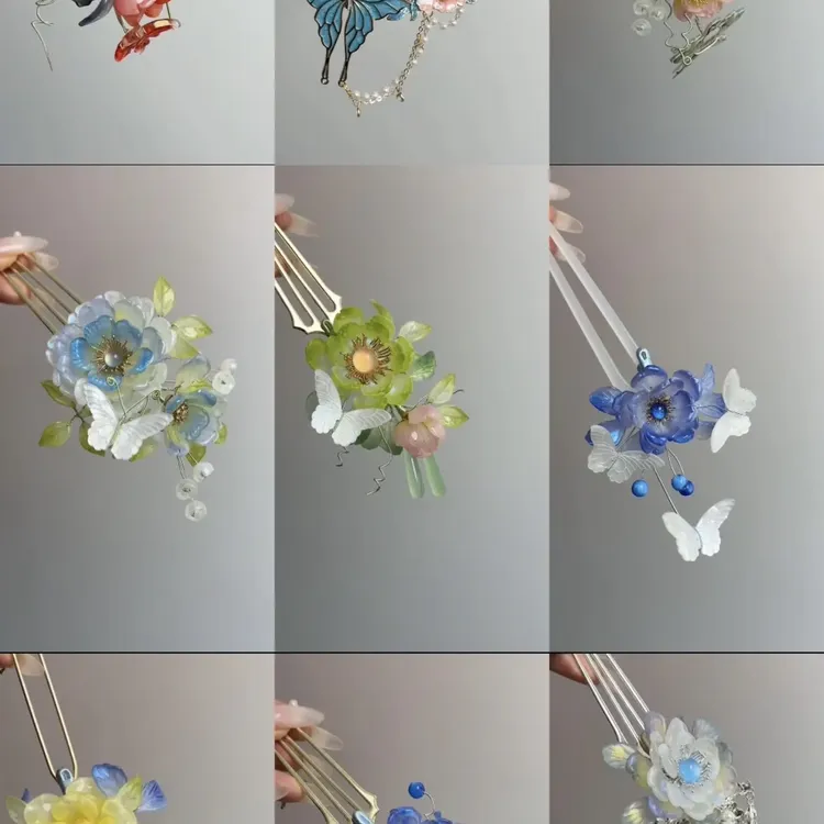 （清材料合集）古风手工超仙百搭新娘发簪头饰