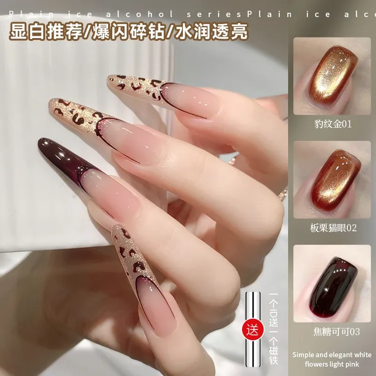 【菊籽老师推荐】鎏金豹纹猫眼爆款秋冬香槟金光豹纹猫眼美甲甲油胶