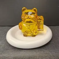 5cm新款黄水晶琉璃猫摆件送礼品礼物开业礼物办公桌摆件