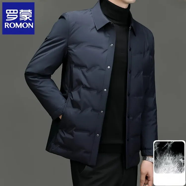 罗蒙高档男士轻薄羽绒服2025秋冬季新款时尚翻领商务休闲夹克外套