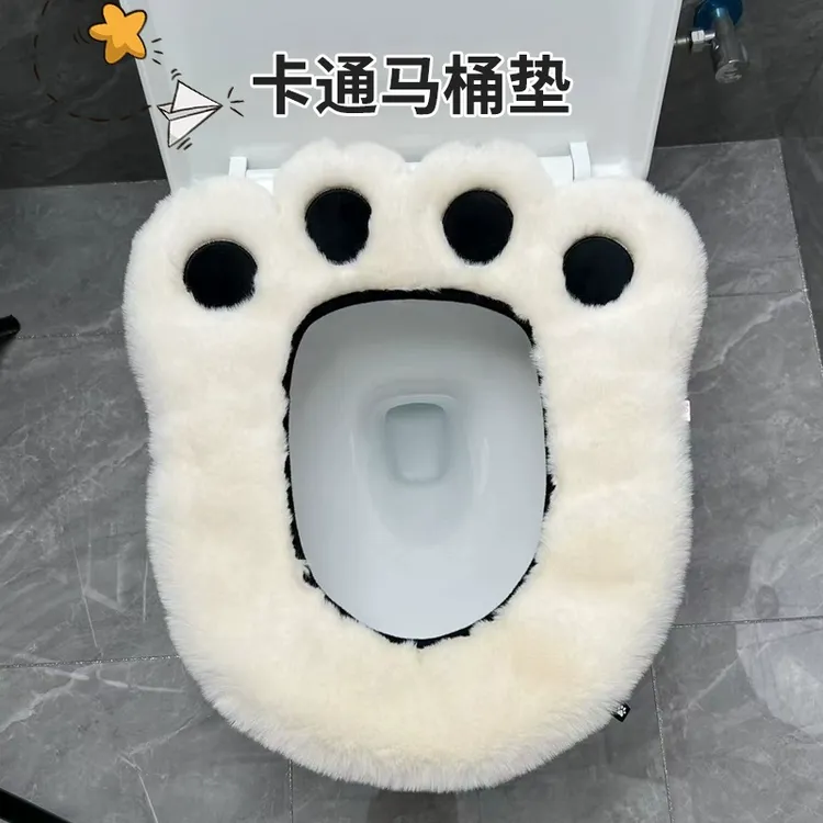 可爱熊掌卡通熊掌马桶坐垫四季通用坐便器垫子家用粘贴式马桶垫yw