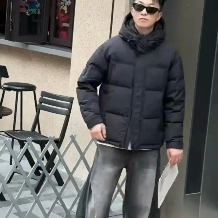 短款羽绒服纯色连帽男冬季保暖极寒潮外套