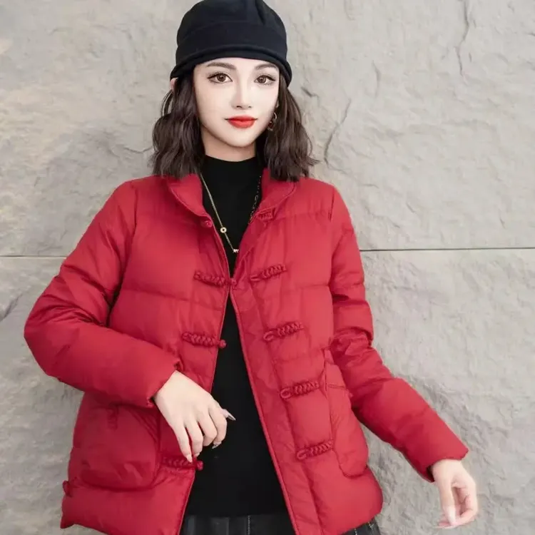 新款立领国风洋气百搭妈妈装短款羽绒外套