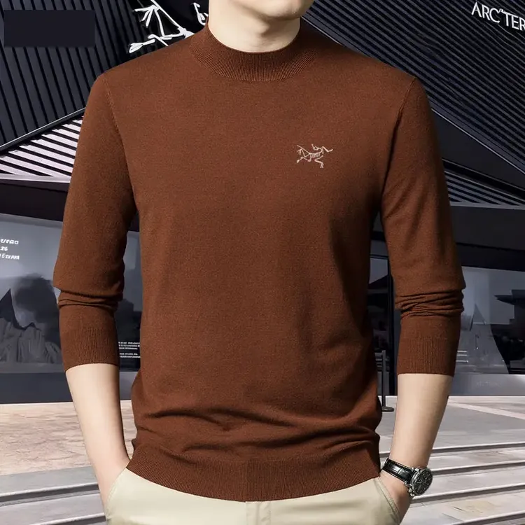 【奥莱撤柜】正品始祖刺绣鸟长袖针织衫男高级感精纺绵羊毛打底衫男