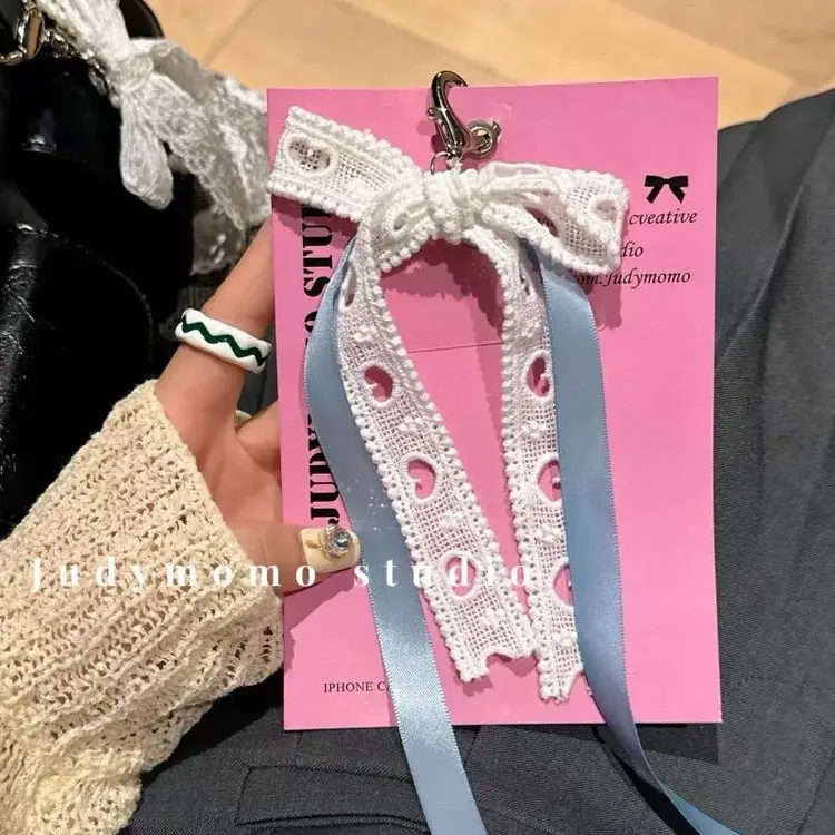 ins芭蕾爱心少女蝴蝶结缎带包挂新款挂件链可爱多元素钥匙扣G304