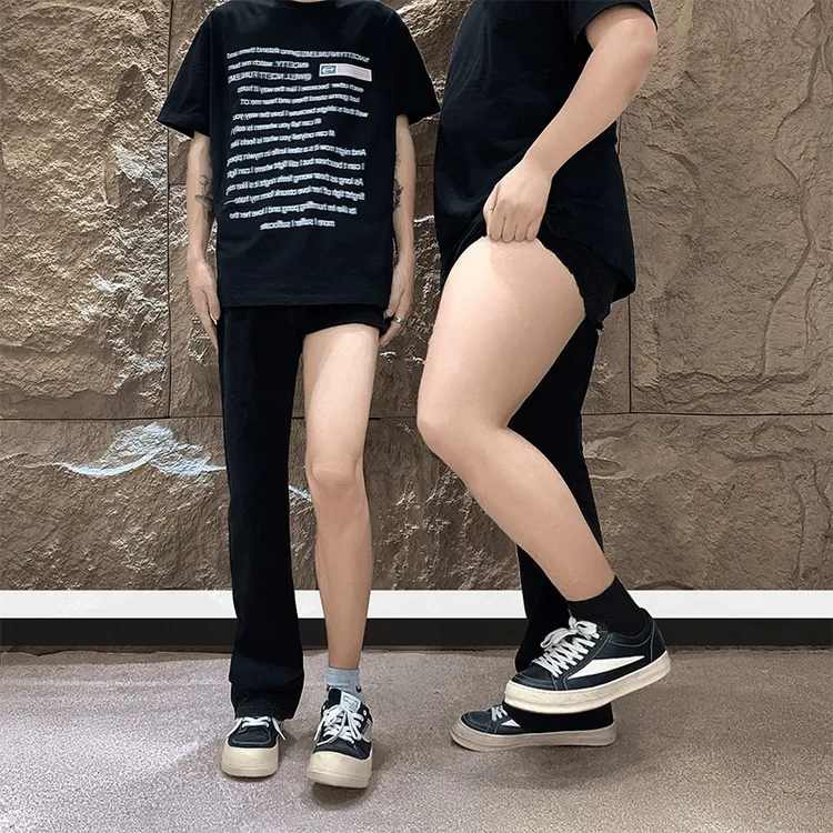 黑色弯刀牛仔裤男秋冬季潮牌加绒加厚直筒裤子cleanfit弹力微喇裤