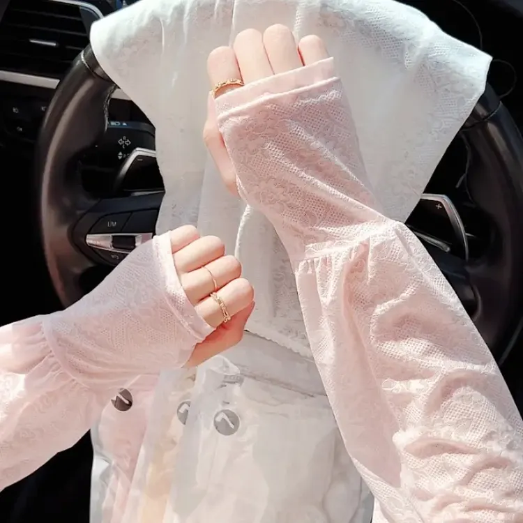 【新人专享】温柔仙女风蕾丝防晒冰袖薄款开车防晒宽松护袖女冰丝袖