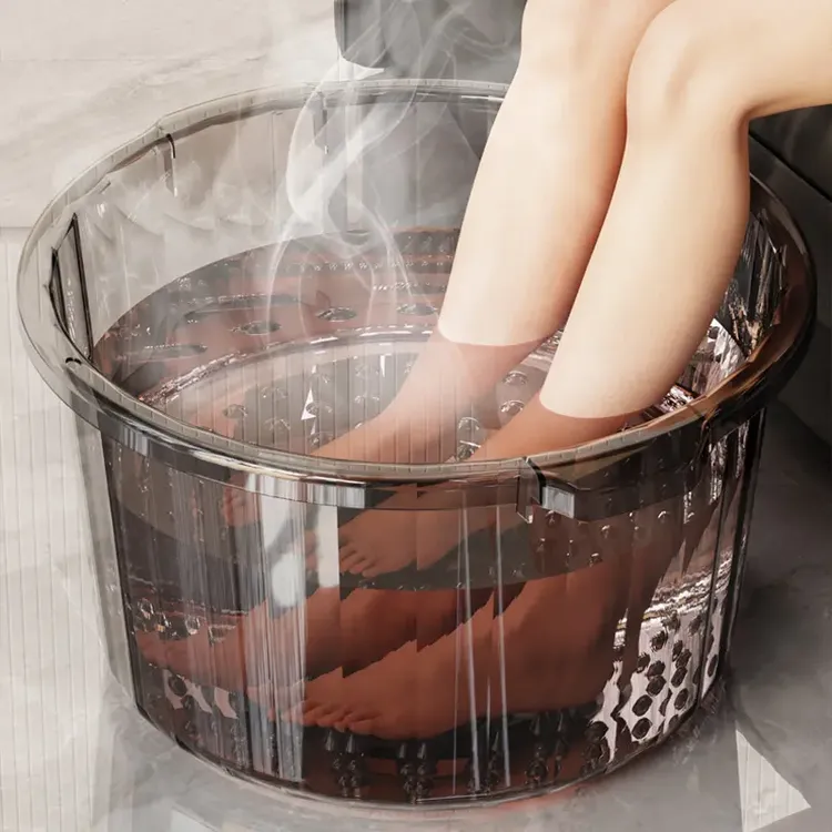 泡脚桶家用加高加深按摩洗脚桶加厚透明高颜值轻奢过膝大号足浴盆